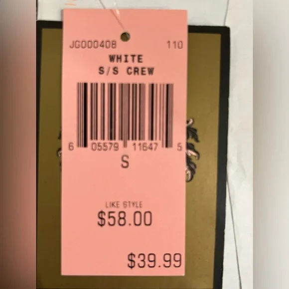 Juicy Couture Women’s White T-Shirt Size Small NWT Short Sleeve - Picture 6 of 6